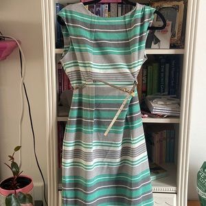 Calvin Klein Green Striped Midi Dress